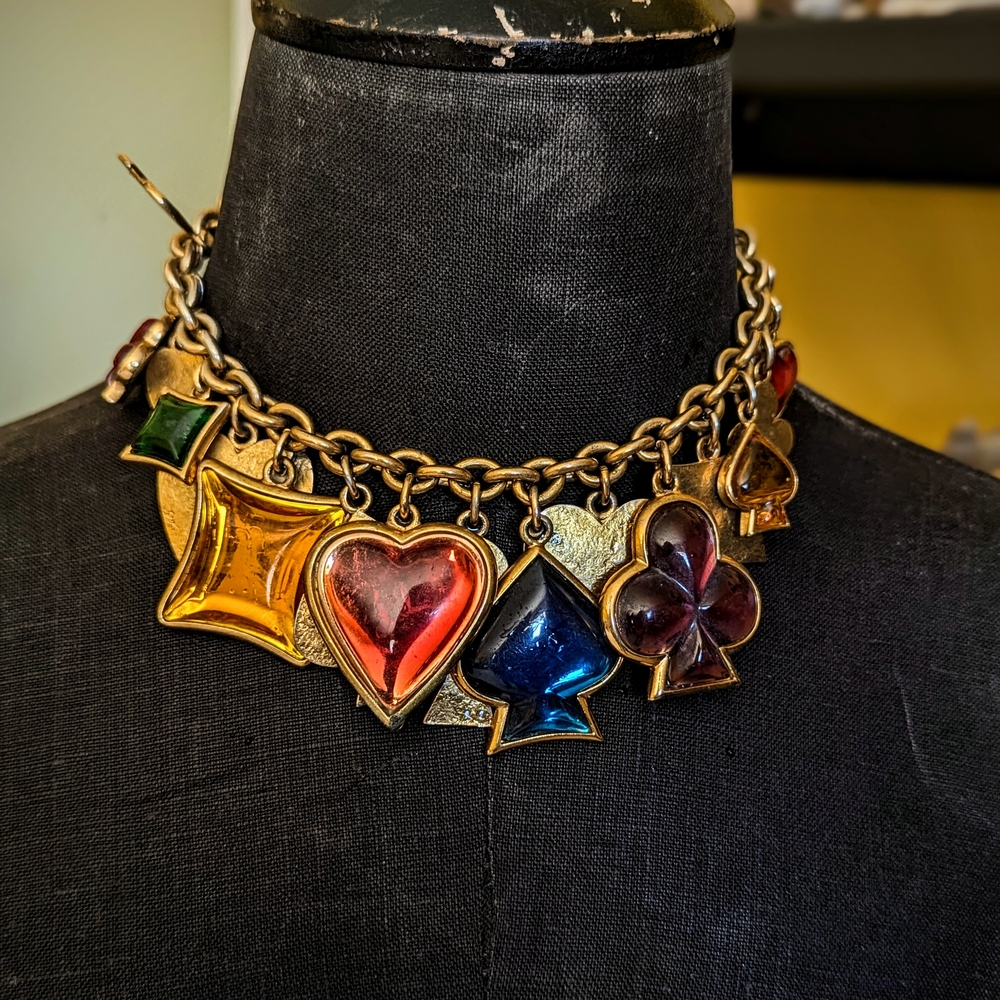 Vintage Charm Necklace with Colorful Gemstones
